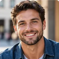 Smiling man in a denim shirt