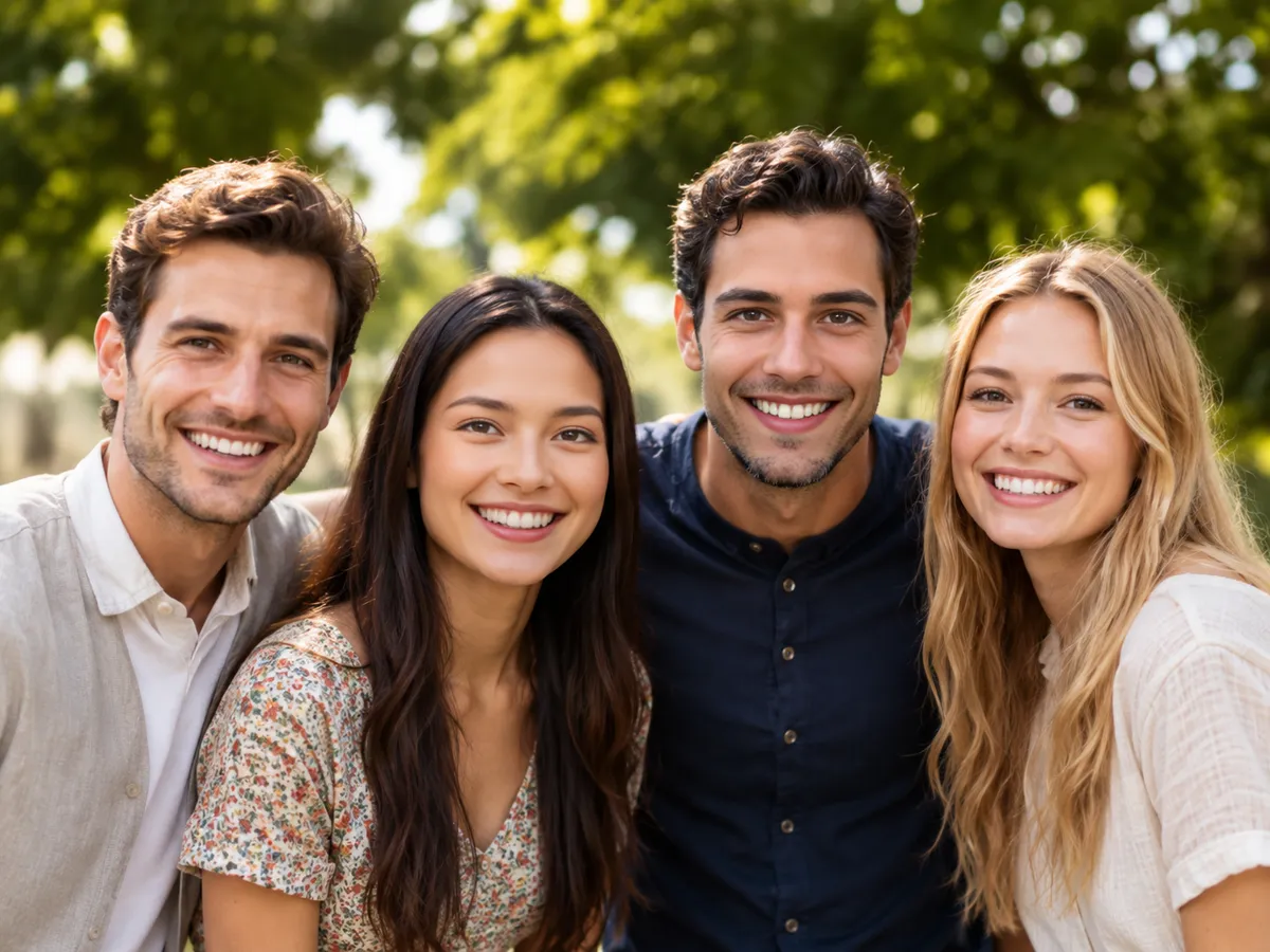 Two of four faces swapped in one group photo (after)